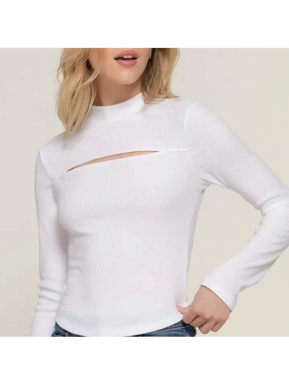 Mock Neck Cut Out Top - Picture 4 of 5